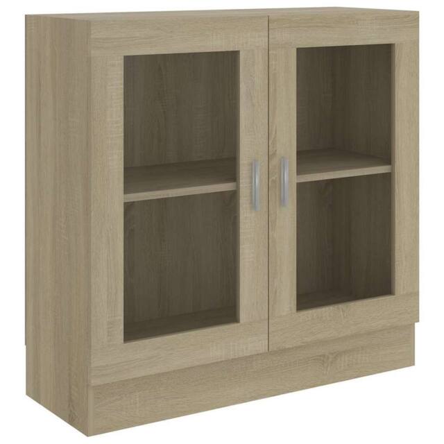 Berkfield Home Vitrine Cabinet Sonoma Oak 82.5x30.5x80 cm Engineered Wood in Light Brown - image 1