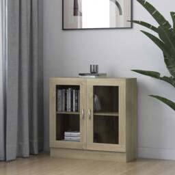 Berkfield Home Vitrine Cabinet Sonoma Oak 82.5x30.5x80 cm Engineered Wood in Light Brown - thumbnail 2