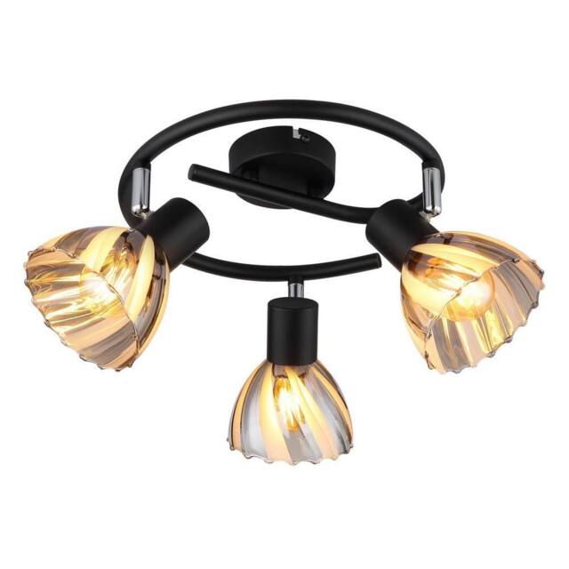 Netlighting Zachery Ceiling Spotlight Clusters Matt Black Smoke Glass Shade 3x E14 - image 1