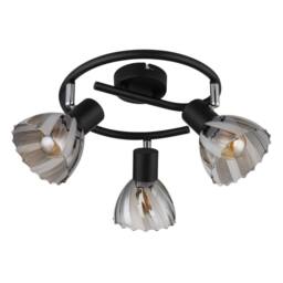 Netlighting Zachery Ceiling Spotlight Clusters Matt Black Smoke Glass Shade 3x E14 - thumbnail 2