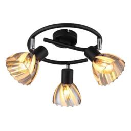 Netlighting Zachery Ceiling Spotlight Clusters Matt Black Smoke Glass Shade 3x E14 - thumbnail 1