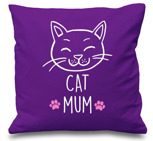 "60 SECOND MAKEOVER Purple Cushion Cover Cat Mum 16"" x 16"" Mum Friend Gift Decorative - Size: 40 cm x 40 cm"