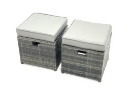 Fimous Outdoor Garden Furniture Set with Reclining Chair 2 Small Footstool in Dark Grey - thumbnail 6