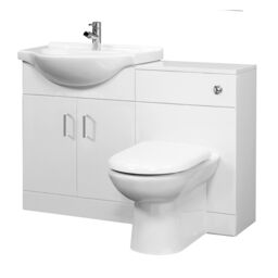 Balterley Cloakroom Cabinet Basin WC Unit CisternPan Soft Close Seat in White - thumbnail 1