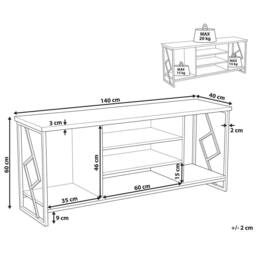 Wyld and Coco TV Stand for 60 inch TV Dark Brown Laminate Open Shelves and Iron - thumbnail 4