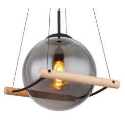 Netlighting Leona Globe Pendant Ceiling Light Matt Black Smoke Glass Shade 1x E27 - thumbnail 4