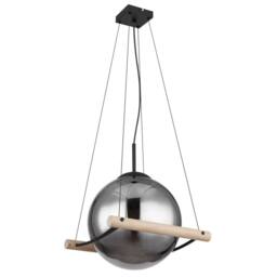 Netlighting Leona Globe Pendant Ceiling Light Matt Black Smoke Glass Shade 1x E27 - thumbnail 2