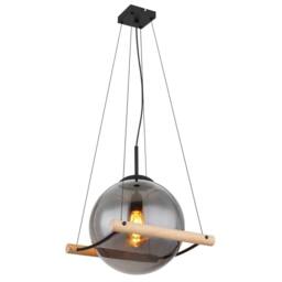 Netlighting Leona Globe Pendant Ceiling Light Matt Black Smoke Glass Shade 1x E27 - thumbnail 1