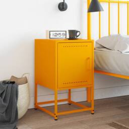 Berkfield Home Bedside Cabinet Mustard Yellow 36x39x60.5 cm Steel - thumbnail 3