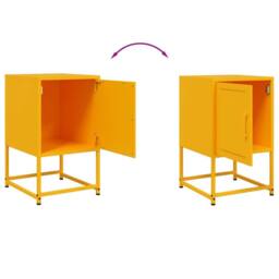 Berkfield Home Bedside Cabinet Mustard Yellow 36x39x60.5 cm Steel - thumbnail 9
