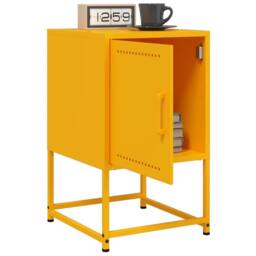 Berkfield Home Bedside Cabinet Mustard Yellow 36x39x60.5 cm Steel - thumbnail 4