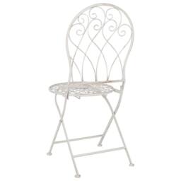 Wyld and Coco Home Folding Bistro Chair - White Distressed Metal - thumbnail 6