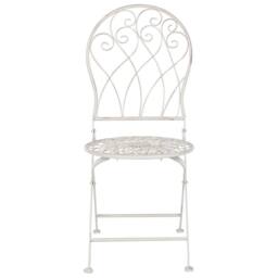 Wyld and Coco Home Folding Bistro Chair - White Distressed Metal - thumbnail 3