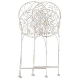 Wyld and Coco Home Folding Bistro Chair - White Distressed Metal - thumbnail 7