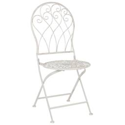 Wyld and Coco Home Folding Bistro Chair - White Distressed Metal - thumbnail 5