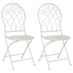 Wyld and Coco Home Folding Bistro Chair - White Distressed Metal - thumbnail 2
