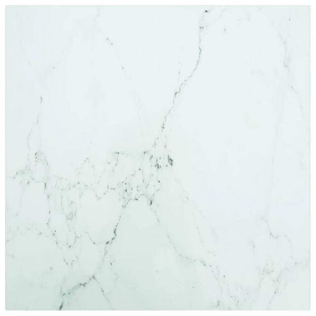 Berkfield Home Table Top White 50x50 cm 6 mm Tempered Glass with Marble Design - image 1