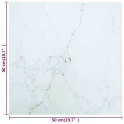 Berkfield Home Table Top White 50x50 cm 6 mm Tempered Glass with Marble Design - thumbnail 5