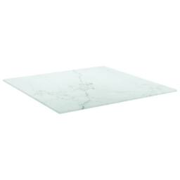 Berkfield Home Table Top White 50x50 cm 6 mm Tempered Glass with Marble Design - thumbnail 2