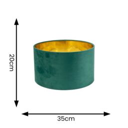 ValueLights Reni Green Velvet with Gold Inner Easy Fit Ceiling Lamp Shade & Bulb in Bottle Green - Size: Small - thumbnail 5