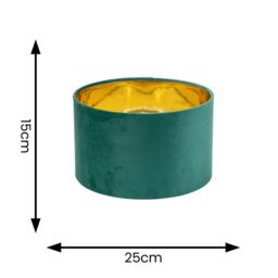 ValueLights Reni Green Velvet with Gold Inner Easy Fit Ceiling Lamp Shade & Bulb in Bottle Green - Size: Small - thumbnail 9