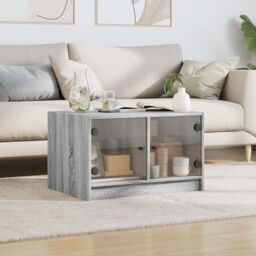 Berkfield Home Coffee Table with Glass Doors Grey Sonoma 68x50x42 cm - Size: 68 x 50 x 42 cm - thumbnail 3