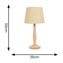 ValueLights Victoria Light Wood Traditional Table Lamp with Fabric Tapered Shade & Bulb in Cream - thumbnail 5