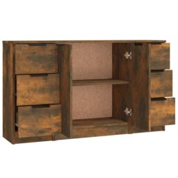 Berkfield Home Sideboards 3 pcs Smoked Oak Engineered Wood in Brown - thumbnail 6