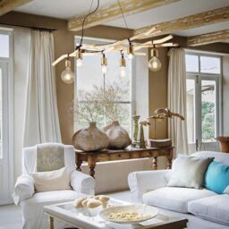 Netlighting Driftwood 6 Light Pendant Bar Light Wood E27 in Brown - thumbnail 2
