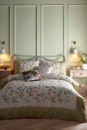 Appletree 'Fiorella' 100% Cotton Floral & Bird Print Duvet Cover Set in Natural - Size: King - thumbnail 5