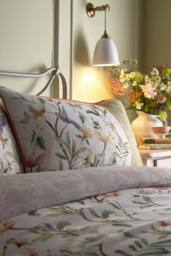 Appletree 'Fiorella' 100% Cotton Floral & Bird Print Duvet Cover Set in Natural - Size: King - thumbnail 2