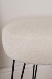 OHS Teddy Stool Boucle Hairpin Round Home Seat Cushioned Foot Rest in White - thumbnail 2