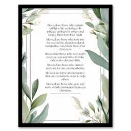Artery8 Wall Art Print Modern Blessed Beatitudes Green Pope Francis Quote Bible Framed Art - Size: A4 - thumbnail 1