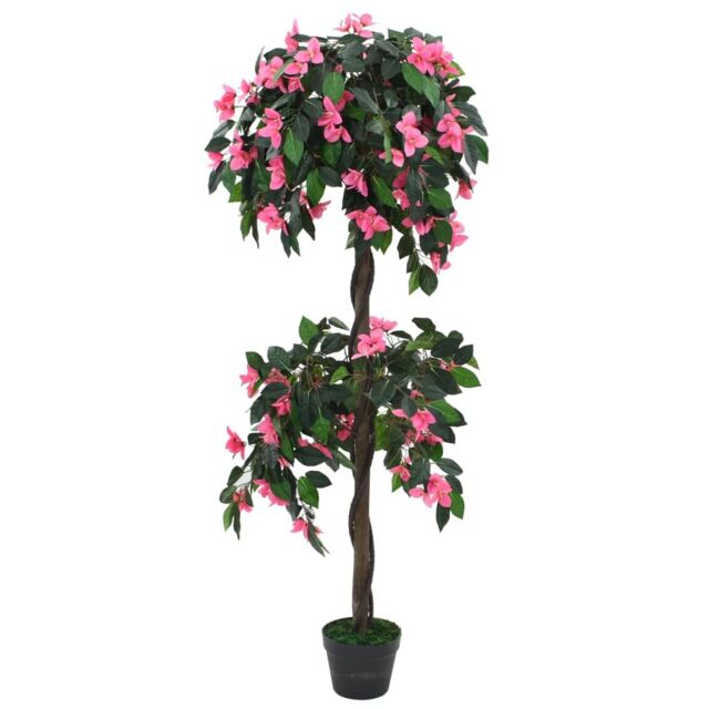 Berkfield Home Artificial Rhododendron Plant with Pot 155 cm Green & Pink - image 1