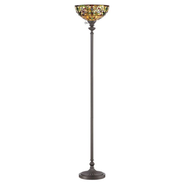 Loops Floor Lamp Tiffany Style Uplighter Tall Base Vintage Bronze LED E27 100W