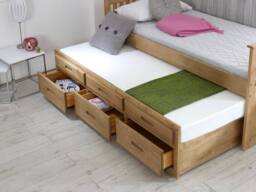 Captains Solid Wooden Underbed Guest Bed with Storage - Waxed & White in Brown - Size: Single - thumbnail 4