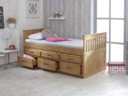 Captains Solid Wooden Underbed Guest Bed with Storage - Waxed & White in Brown - Size: Single - thumbnail 2