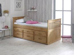 Captains Solid Wooden Underbed Guest Bed with Storage - Waxed & White in Brown - Size: Single - thumbnail 3