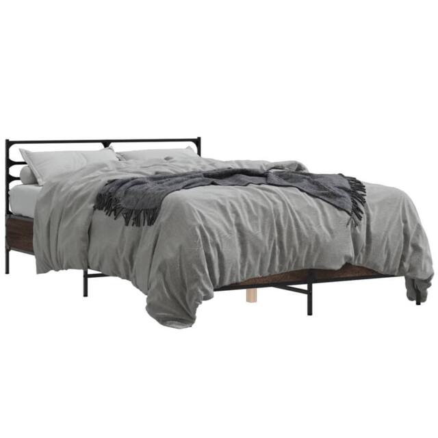 Berkfield Home Bed Frame without Mattress Brown Oak 120x200 cm - Size: Small Double - image 1