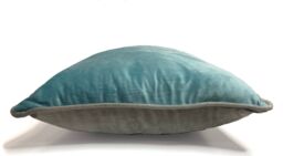 Rapport Home Piped Velvet Polyester Cushion Cover in Duck Egg Blue - Size: 43 cm x 43 cm - thumbnail 3