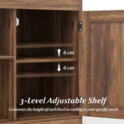 Costway Farmhouse Nightstand w/Charging Station Wooden Bedside Table End Table in Brown - thumbnail 9