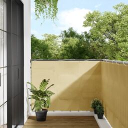 Berkfield Home Balcony Screen Sand 120x400 cm 100% Polyester Oxford in Yellow - thumbnail 1