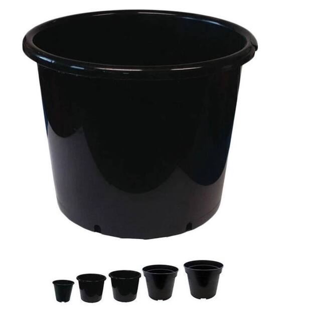 VOGREX 15L Round Plastic Grow Pots Hydroponic Plants in Black