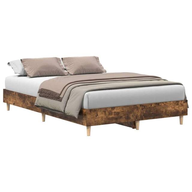 Berkfield Home Bed Frame No Mattress Smoked Oak 120x190 cm Small Double Wood in Brown - image 1