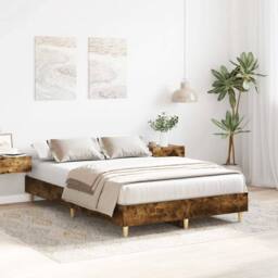 Berkfield Home Bed Frame No Mattress Smoked Oak 120x190 cm Small Double Wood in Brown - thumbnail 3
