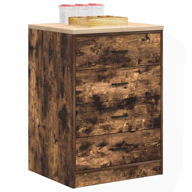 Berkfield Home Garage Storage Cabinet Smoked Oak 60x51x85 cm Solid Wood Pine in Brown - Size: 60 x 51 x 85 cm - image 1