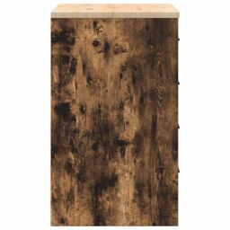 Berkfield Home Garage Storage Cabinet Smoked Oak 60x51x85 cm Solid Wood Pine in Brown - Size: 60 x 51 x 85 cm - thumbnail 7