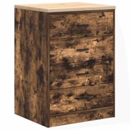 Berkfield Home Garage Storage Cabinet Smoked Oak 60x51x85 cm Solid Wood Pine in Brown - Size: 60 x 51 x 85 cm - thumbnail 2