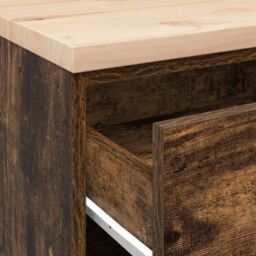Berkfield Home Garage Storage Cabinet Smoked Oak 60x51x85 cm Solid Wood Pine in Brown - Size: 60 x 51 x 85 cm - thumbnail 9