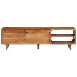 Berkfield Home TV Cabinet Solid Wood Acacia with Honey Finish 140x30x40 cm in Brown - Size: 140 x 30 x 40 cm - thumbnail 1
